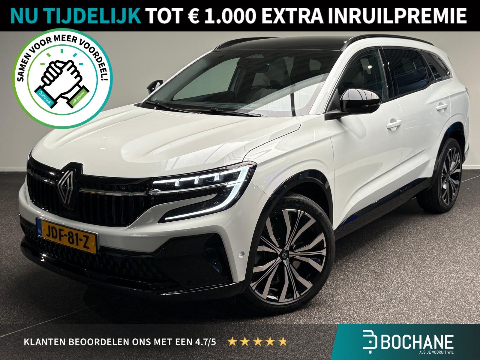 Renault Espace E-Tech full hybrid 200 iconic 7p. | 7 persoon, Auto's, Gebruikt, 1199 cc, 7 stoelen, Wit