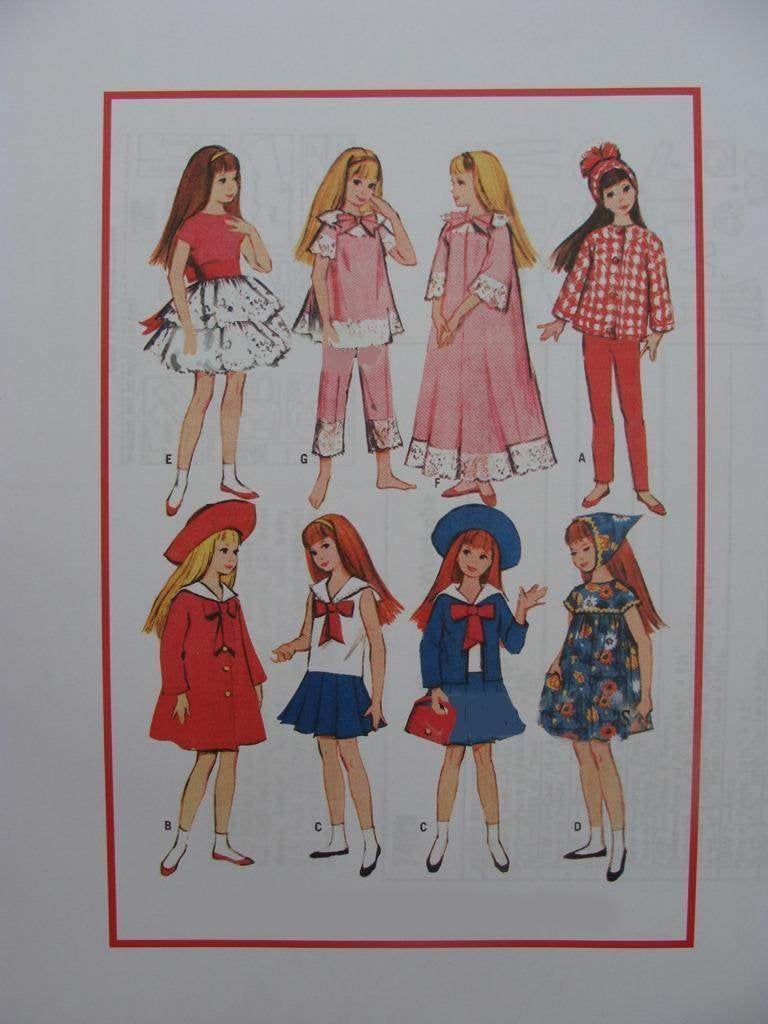 vintage barbie - skipper patronen reproductie 3 - digitaal, Ophalen, Zo goed als nieuw, Pop