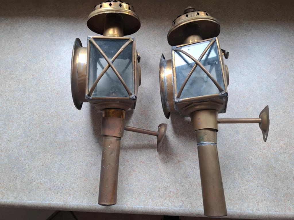 Koperen signaal lamp koetsiers, Antiek en Kunst, Ophalen of Verzenden