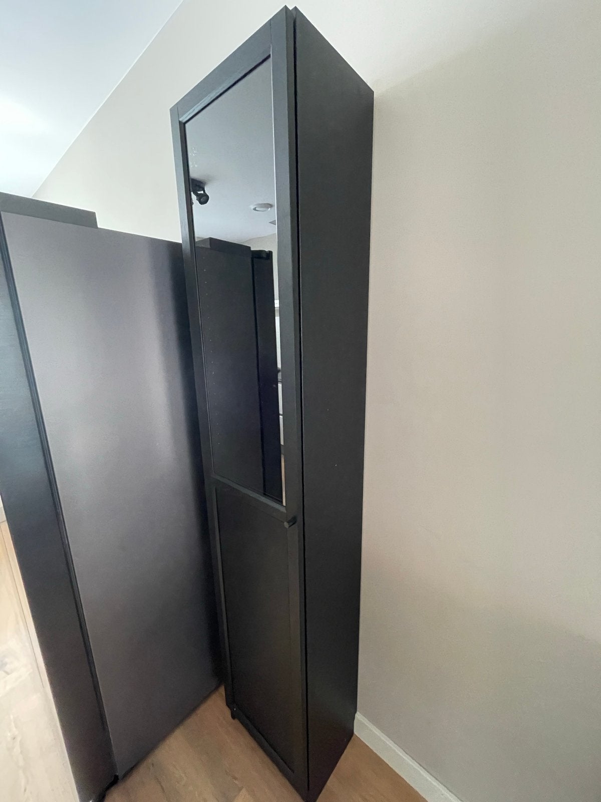 IKEA Billy / Oxberg Vitrinekast Zwart, Ophalen, Met plank(en), Minder dan 50 cm, Zo goed als nieuw