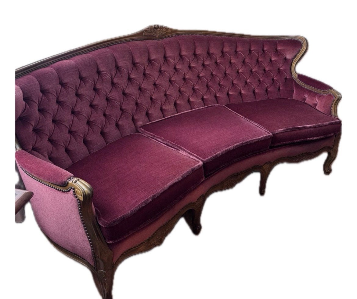 Barok bank roze velvet, Huis en Inrichting, Tweepersoons, 75 tot 100 cm, Ophalen of Verzenden, Zo goed als nieuw