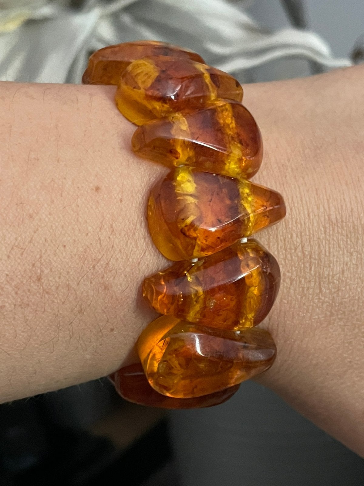 Elastische vintage armband barnsteen, Sieraden, Tassen en Uiterlijk, Ophalen of Verzenden, Zo goed als nieuw, Nvt, Nvt