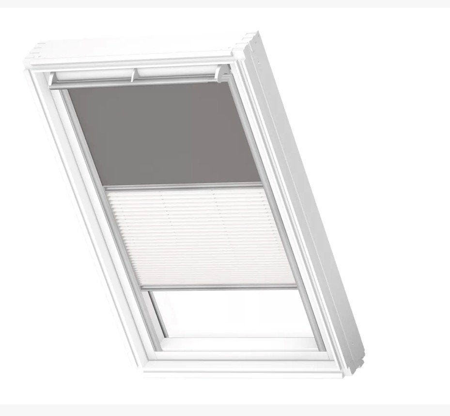 Nieuw VELUX Verduisterend Rolgordijn+Plissé (Grijs/Wit), Ophalen, Duo rolgordijn, Rolgordijn, Lichtdoorlatend
