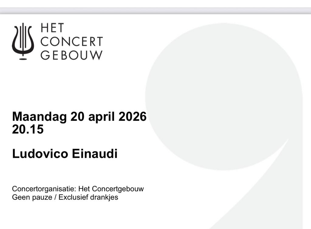 2 tickets Einaudi, Twee personen