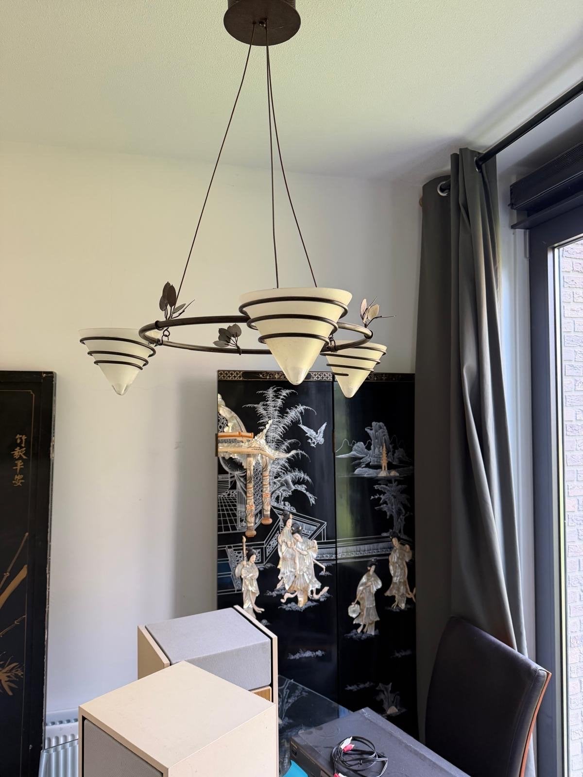 Vintage Hanglamp Terzani Xanadus , 3 Melkglas Kappen, Ophalen, Gebruikt, Metaal, E14 (klein)