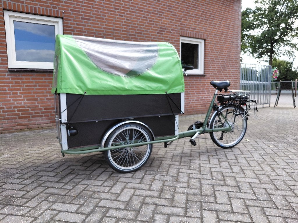 Grote elektrische Bakfiets, 4 kinderen of meer, Huif, Zo goed als nieuw, Trommelrem