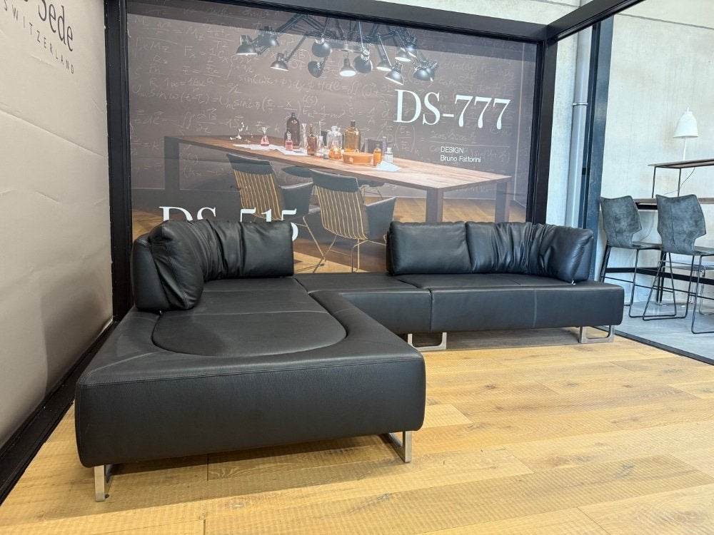 Nieuw De Sede 165 Hoekbank zwart leer Design Bank 300, FSM, 250 tot 300 cm, De Sede, Hoekbank