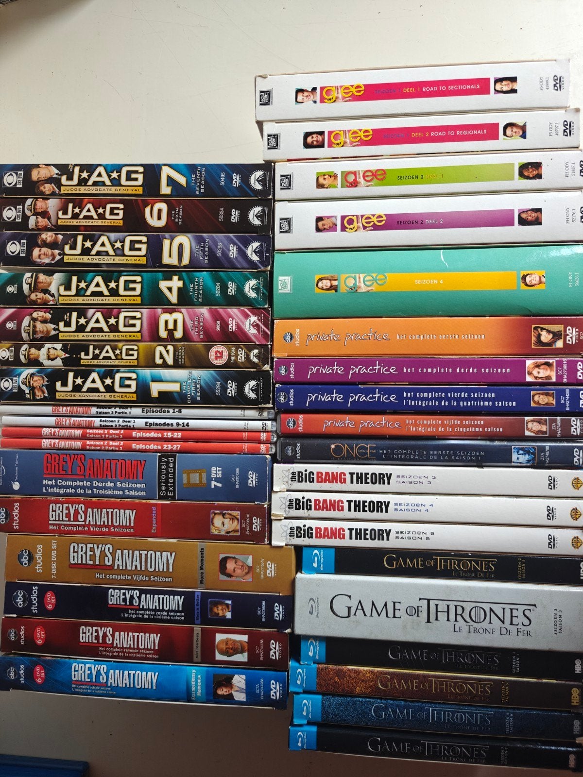 DVD boxsets o.a. Glee, JAG, Grey's Anatomy, Game, Cd's en Dvd's, Ophalen of Verzenden, Complete serie, Vanaf 12 jaar, Gebruikt