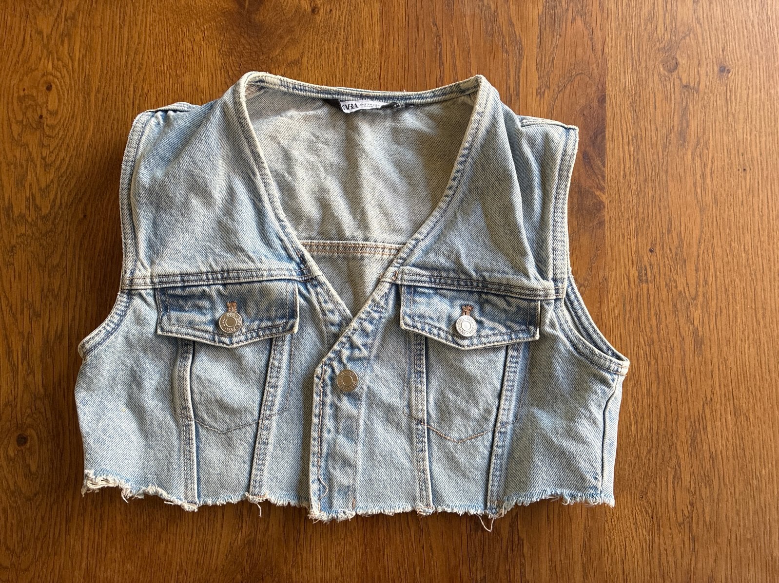 Lichtblauw denim hesje XS van Zara, Ophalen of Verzenden, Zo goed als nieuw, Maat 34 (XS) of kleiner, Blauw