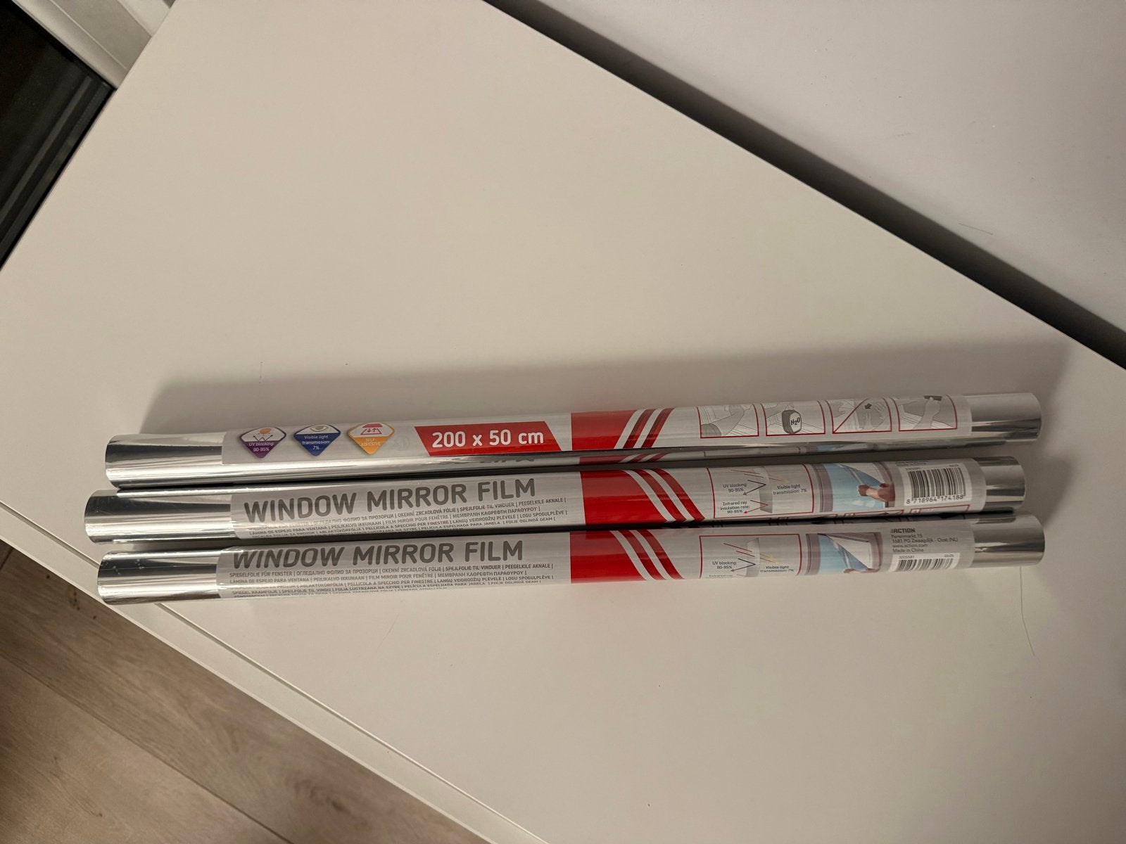 Nieuwe Raam Spiegel Folie 200x50 cm, Ophalen, Gevelraam of Ruit, Minder dan 80 cm, Nieuw