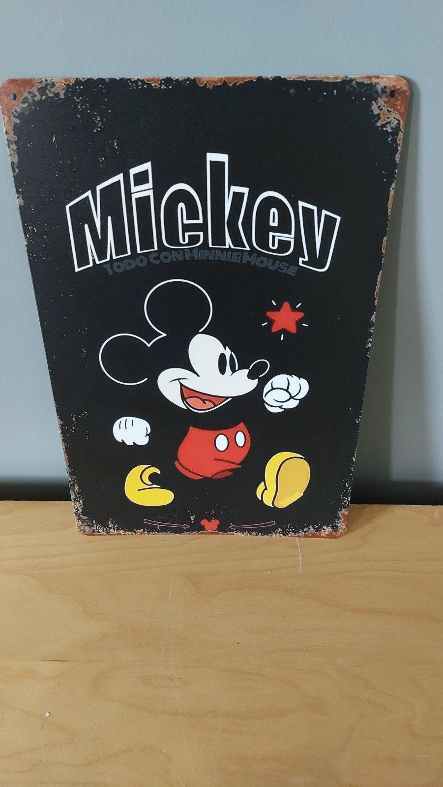 Mickey Mouse metalen bord 20x30cm - Vintage look, Verzamelen, Ophalen of Verzenden, Nieuw, Overige typen