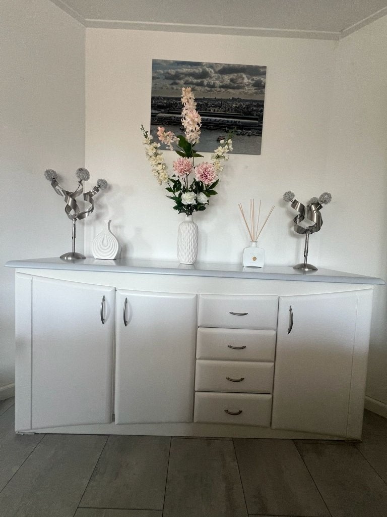 Dressoir Eiken wit met grijs, Ophalen, Gebruikt, Met deur(en), 150 tot 200 cm