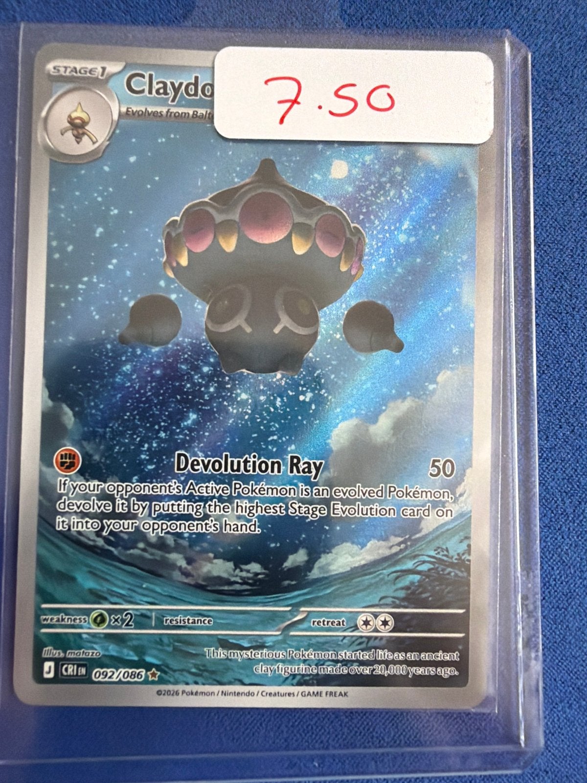 Claydol Pokémon kaart 092/086, Ophalen of Verzenden, Zo goed als nieuw, Losse kaart, Foil