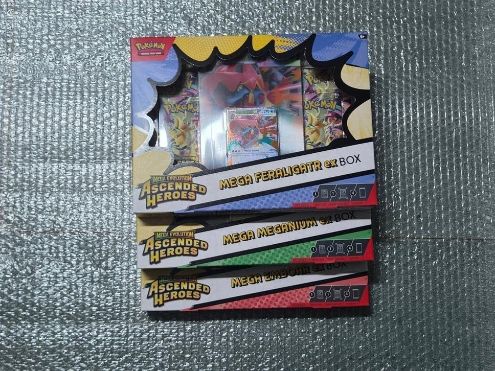 Pokémon Ascended Heroes Mega Emboar, Feraligatr, Meganium Ex, Ophalen of Verzenden, Nieuw, Overige typen