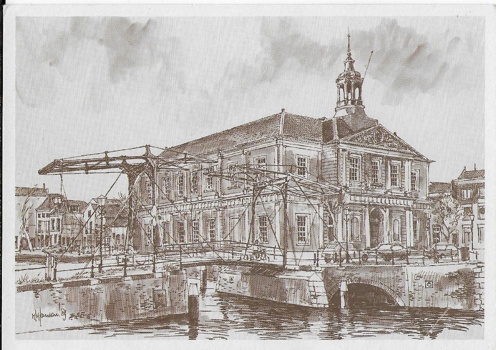 Q2557 ongelopen ansichtkaart schiedam korenbeurs, Ophalen of Verzenden, 1980 tot heden, Gelopen, Zuid-Holland