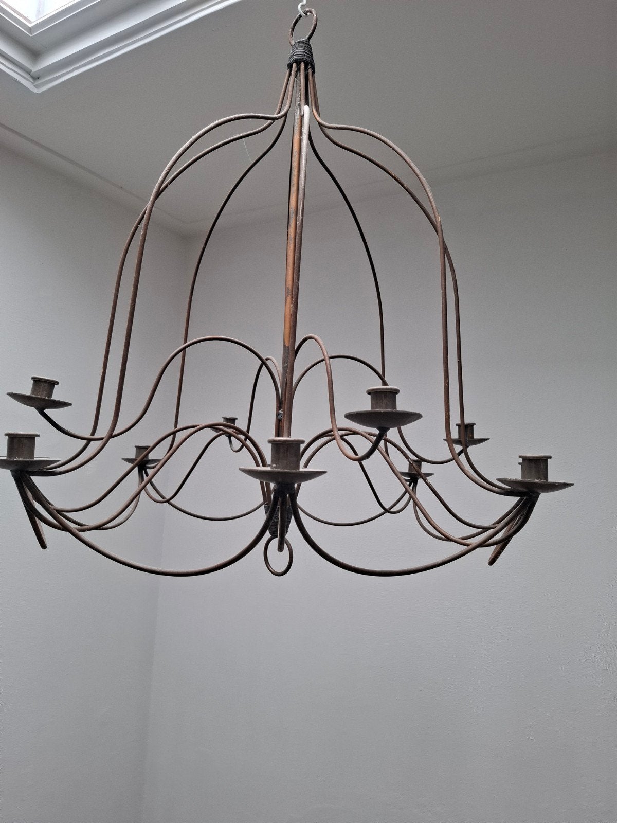 Grote metalen kroonluchter met 12 armen - 80x90 cm, Huis en Inrichting, Lampen | Kroonluchters, Ophalen, Gebruikt, Metaal