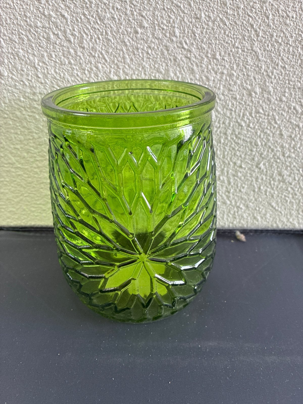 Groen glazen windlicht - 15x10 cm, Ophalen, Zo goed als nieuw, Groen, Glas