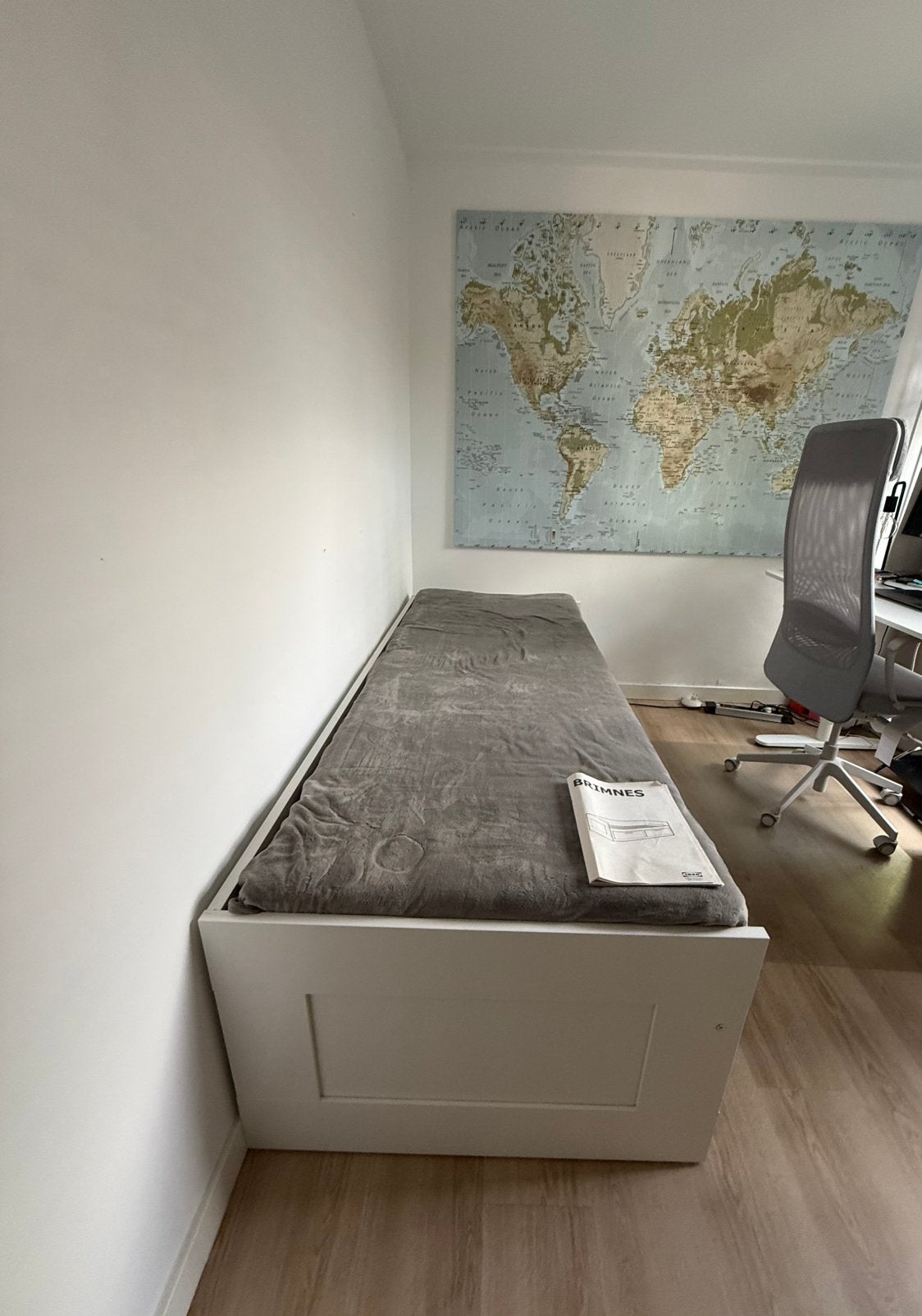 Ikea Brimnes bedbank met twee lades, Ophalen, Verstelbaar, Wit, Tweepersoons