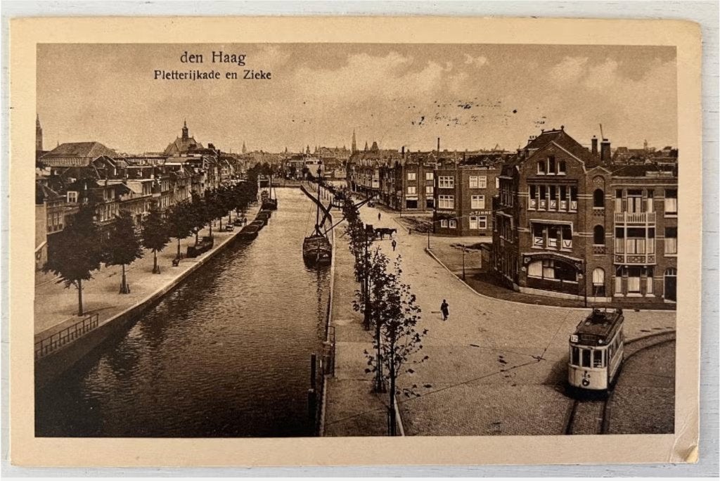 Oude ansichtkaart Den Haag, Pietterijkade en Zieke (1930), Ophalen of Verzenden, 1920 tot 1940, Gelopen, Zuid-Holland