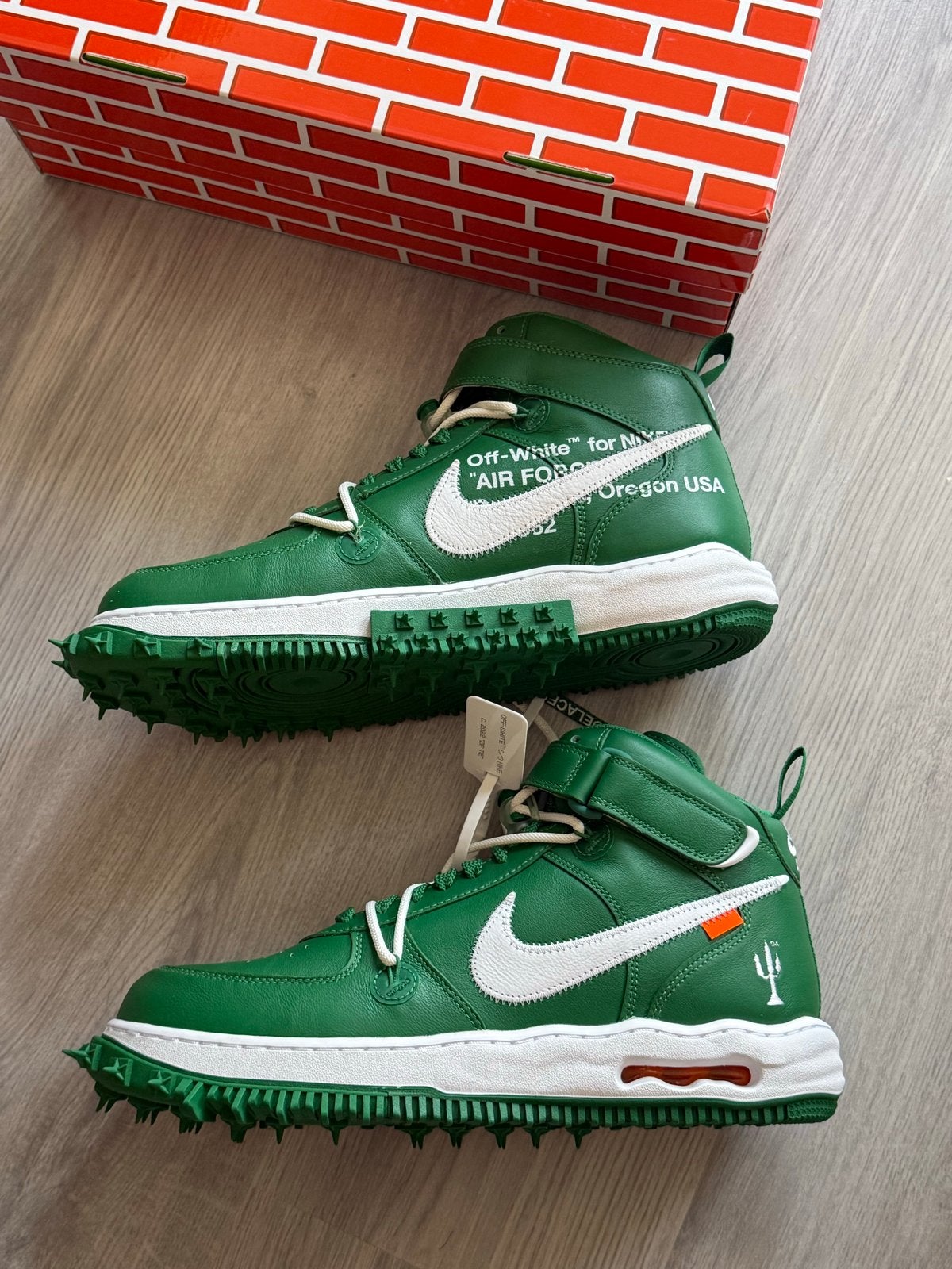 Nieuwe Off-White Nike Air Force 1 Mid Pine Green Maat 47.5, Ophalen of Verzenden, Nieuw, Overige kleuren, Sneakers of Gympen