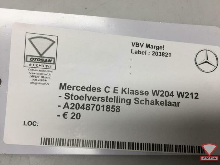 mercedes c e w204 w212 stoelverstelling schakelaar a20487018, Auto-onderdelen, Gebruikt, Mercedes-Benz AG, Mercedes-Benz, Ophalen of Verzenden