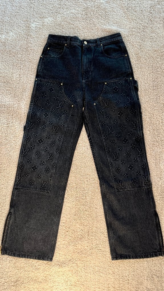Louis Vuitton Monogram Detail Carpenter Denim Pants (RARE), Zwart, Overige jeansmaten, Nieuw, Ophalen of Verzenden