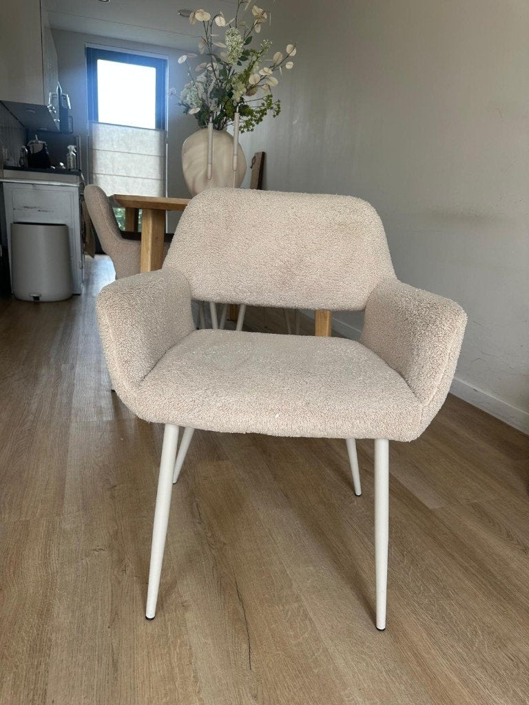 eetkamerstoelen teddy beige (4 stuks), Huis en Inrichting, Ophalen, Overige kleuren, Japandi, teddy, Zo goed als nieuw
