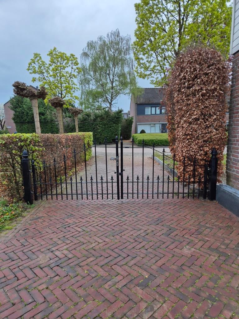 Opritpoort en klein looppoortje - Zwart sierhekwerk, Ophalen, Gebruikt, IJzer, Sierhekwerk