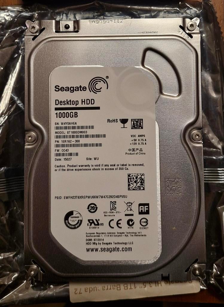 Seagate Barracuda 1000GB HDD, Intern, Nieuw, Ophalen of Verzenden, Seagate
