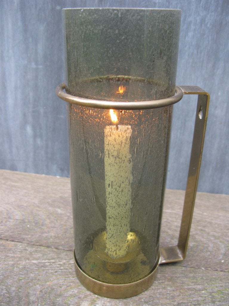 KANDELAAR YSTAD-METALL SWEDEN GLAS/MESSING, Ophalen of Verzenden