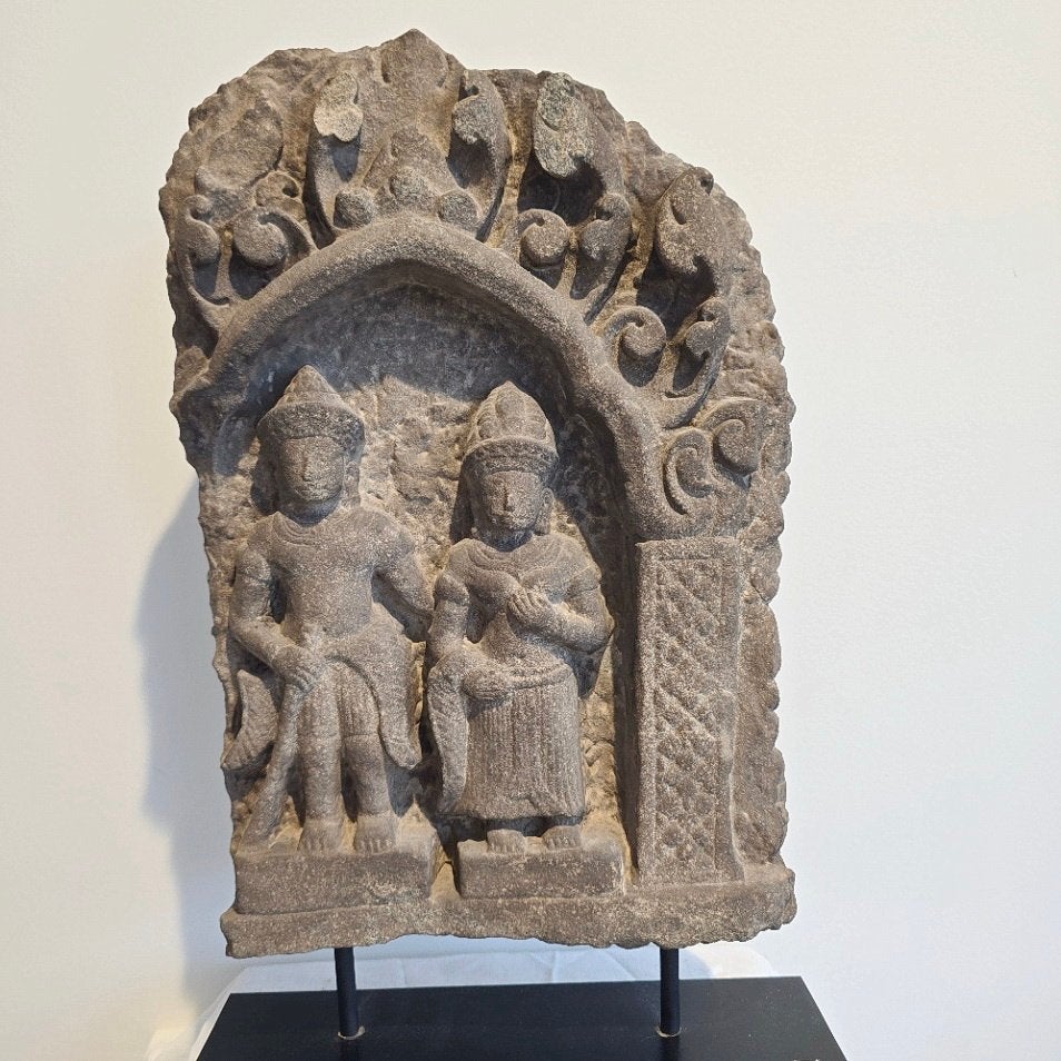antieke stenen Khmer-reliëf uit Cambodja, Steen/keramiek, Gesneden, Ophalen of Verzenden, Overige herkomsten