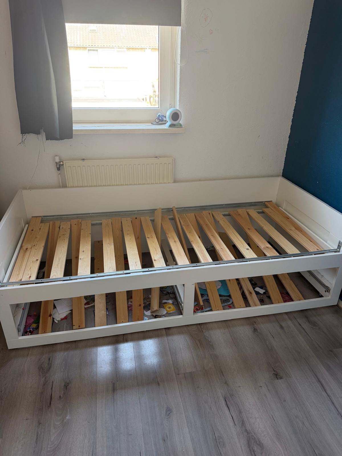 Ikea kast en uitschuifbaar bed, Ophalen, 90 cm, Eenpersoons, Wit