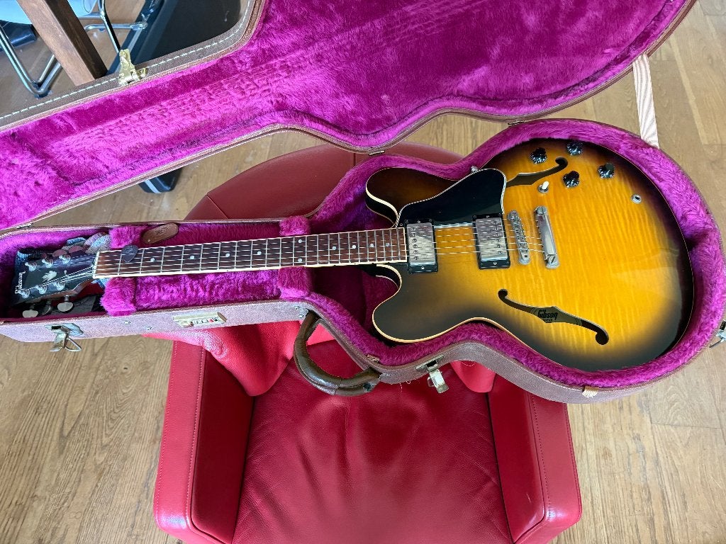 Gibson ES-335 Dot Figured 2006 Vintage Sunburst, Ophalen, Gebruikt, Hollow body, Gibson
