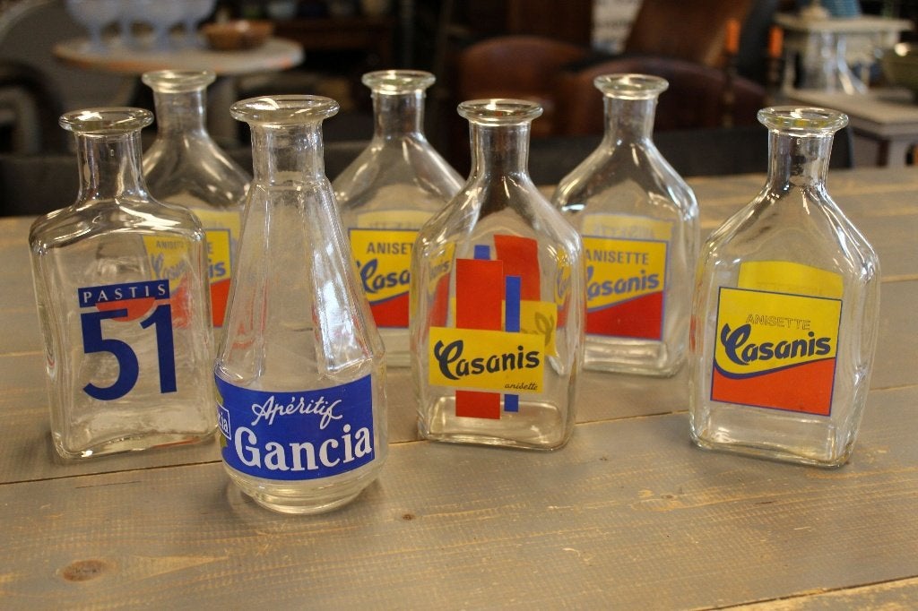Brocante - Serie oude Franse Pastis-karaffen!, Ophalen of Verzenden, Gebruikt, Gebruiksvoorwerp