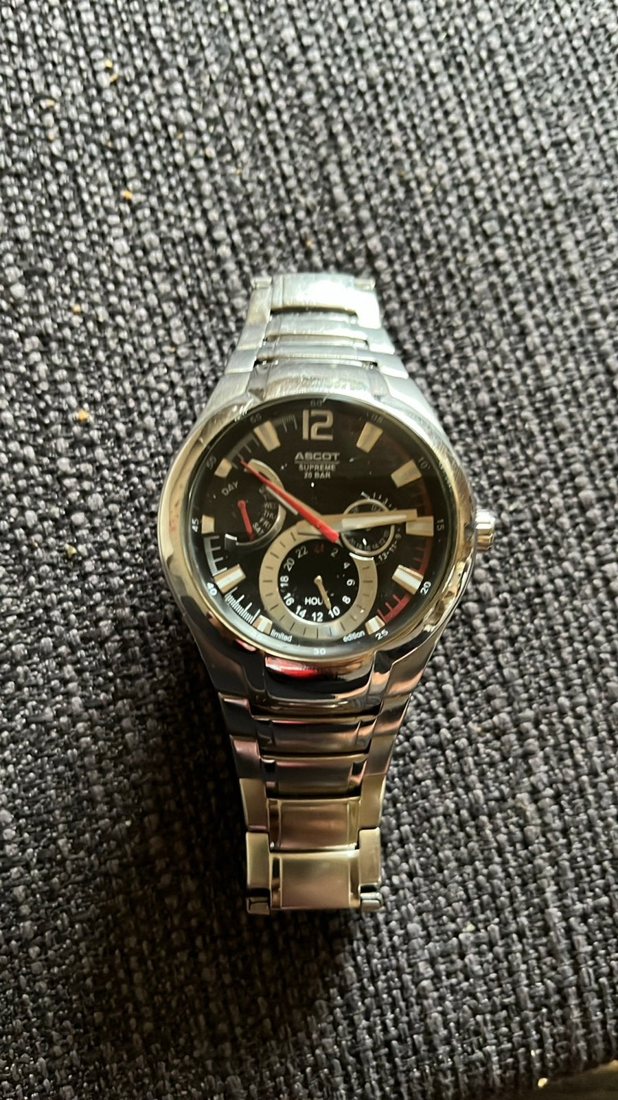 Ascot Supreme Herenhorloge - Zilverkleurig Staal, Overige merken, Gebruikt, Staal, Polshorloge