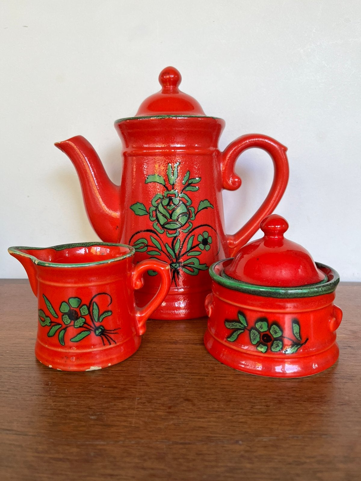 Vintage rood koffiestel van Zeller Keramik Anuschka, Ophalen of Verzenden