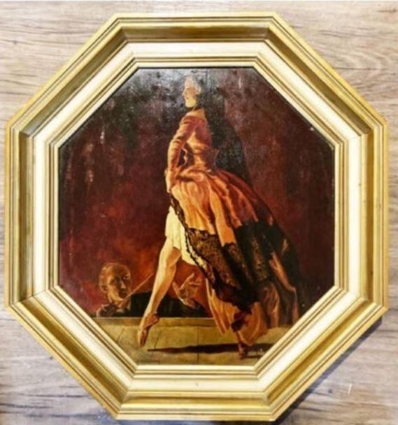 vintage antiek schilderij danseres Engelhard - Todesmann, Ophalen