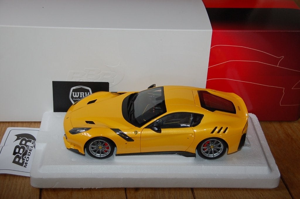 1:18 Ferrari F12 TDF giallo BBR diecast WRH, Verzenden, Zo goed als nieuw, Auto, Overige merken
