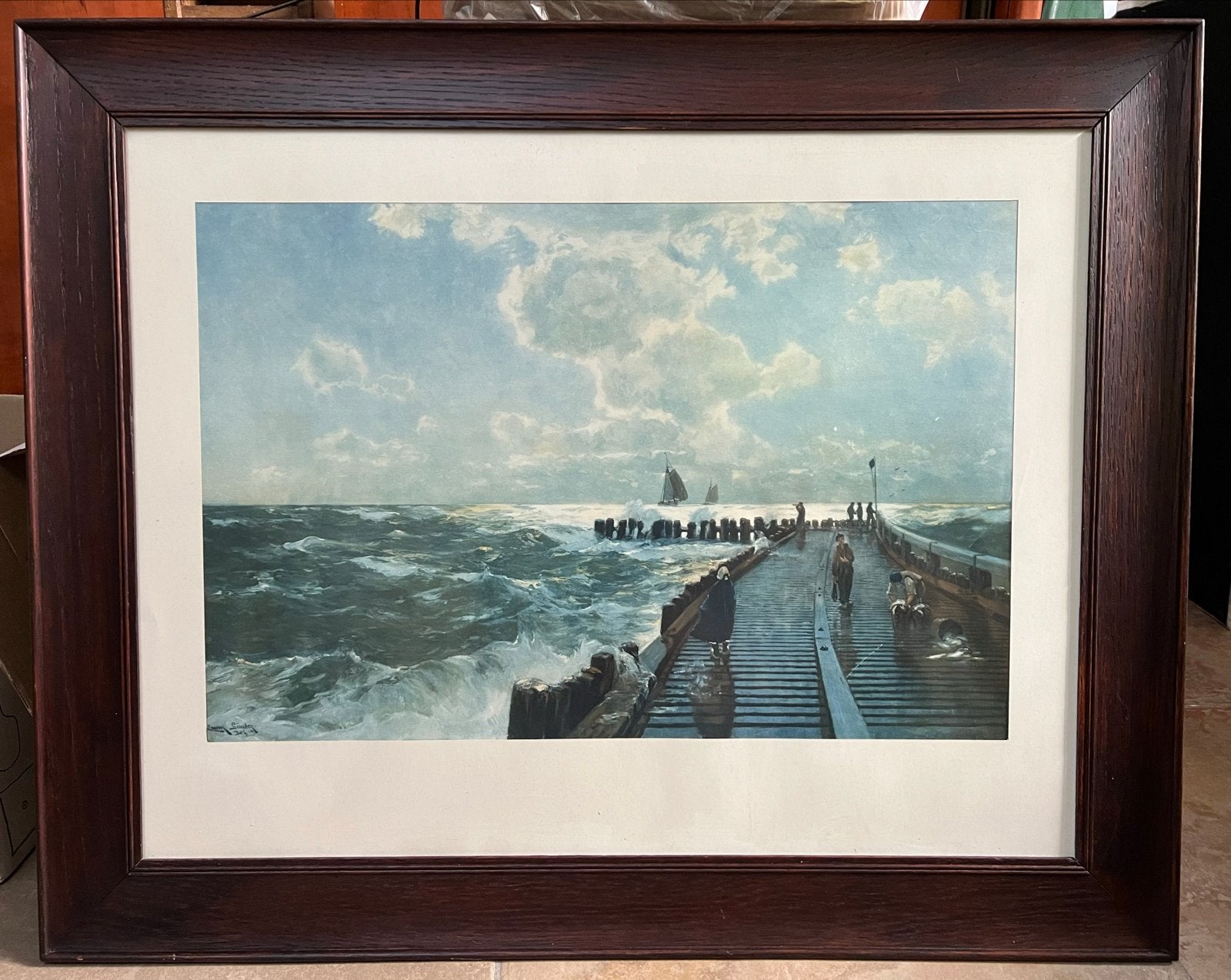 De Zeebrugge in Binz - Erwin Carl Wilhelm Günther, Antiek en Kunst, Kunst | Schilderijen | Klassiek, Maritiem / water, Impressionistisch