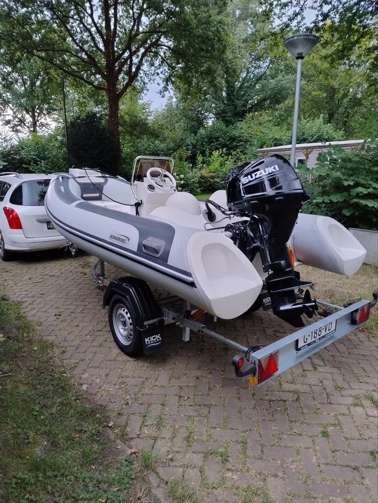 Nimarine 410 Rib met 30 Pk Suzuki Lean burn en Kick trailer, Watersport en Boten, Gebruikt, Benzine, Minder dan 70 pk, Overige materialen