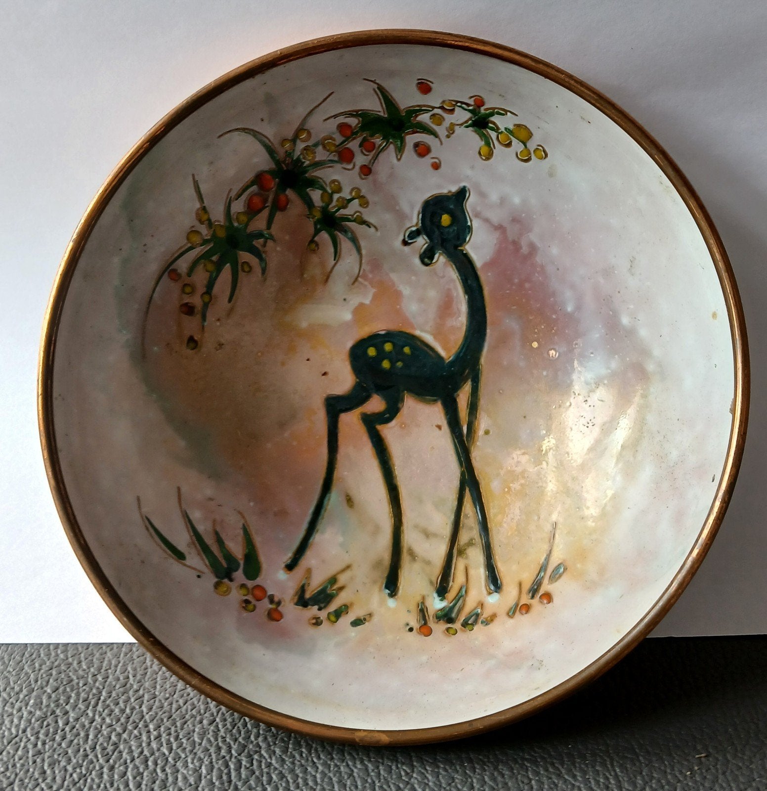 Vintage Mid-Century Geëmailleerd Koperen Schaaltje–Sagitta, Ophalen of Verzenden