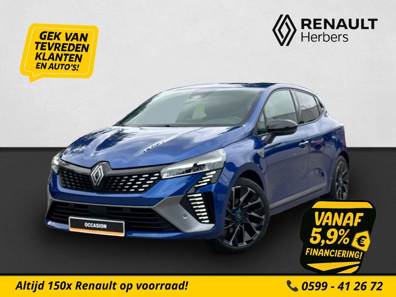 Renault Clio 1.6 E-Tech Full Hybrid 145 esprit Alpine NAVI /, Gebruikt, Zwart, 4 cilinders, Blauw