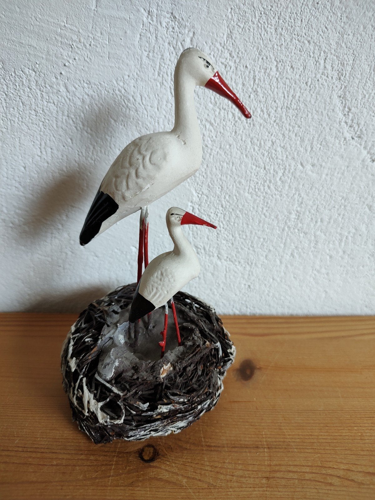 Vintage ooievaar met jong, Ophalen of Verzenden