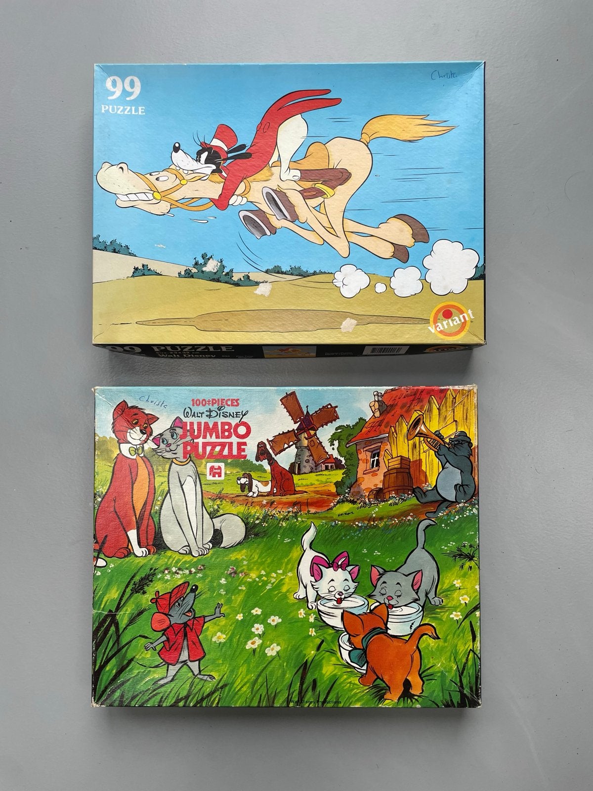 2 Vintage Disney Puzzels: Goofy & Aristokatten (Jumbo), Ophalen of Verzenden, Meer dan 50 stukjes, Gebruikt, 4 tot 6 jaar