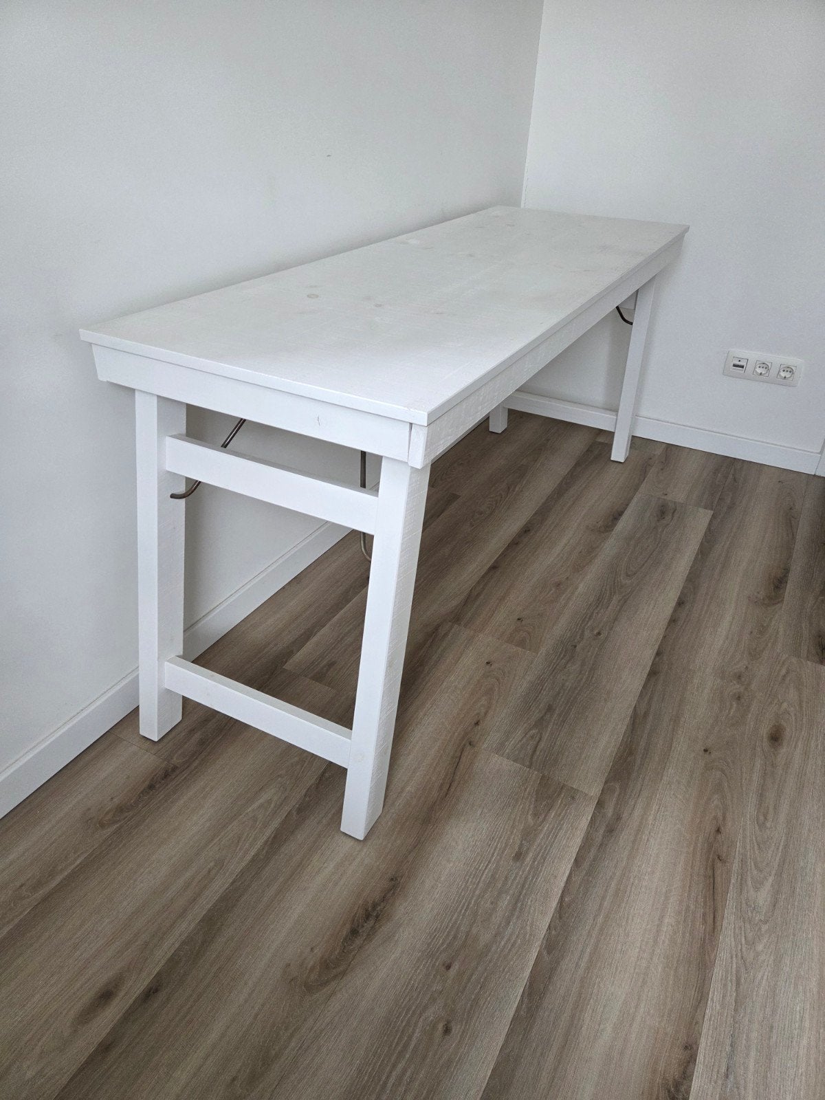 Wit houten bureau / tafel 180x60cm, Ophalen, Gebruikt, 50 tot 100 cm, Modern, minimalistisch