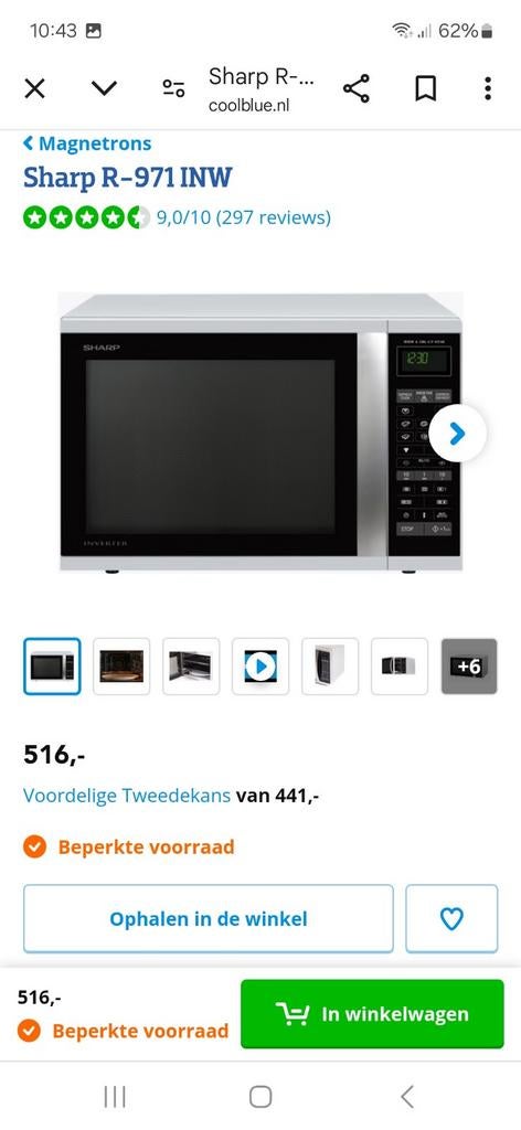 Sharp R-971 INW Combimagnetron - Zilver, Witgoed en Apparatuur, Magnetrons, Gebruikt, Vrijstaand, Combimagnetron, 60 cm of meer
