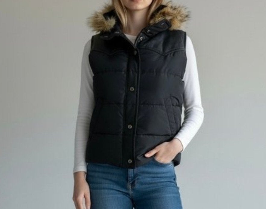 Polo Ralph Lauren Bodywarmer met Bontkraag, Ophalen, Polo Ralph Lauren, Zwart, Zo goed als nieuw