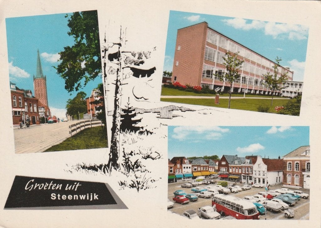 STEENWIJK Kerk Hoogbouw Markt Bus Groeten, Verzenden, 1960 tot 1980, Gelopen, Overijssel