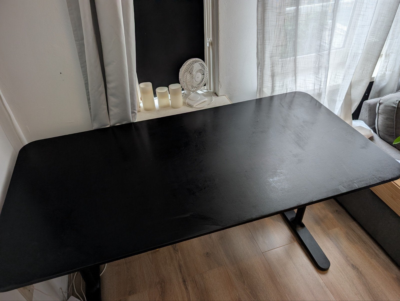 Ikea Bekant verstelbaar bureau 160x80 zwart, Ophalen, Zwart, 160 cm, Gebruikt