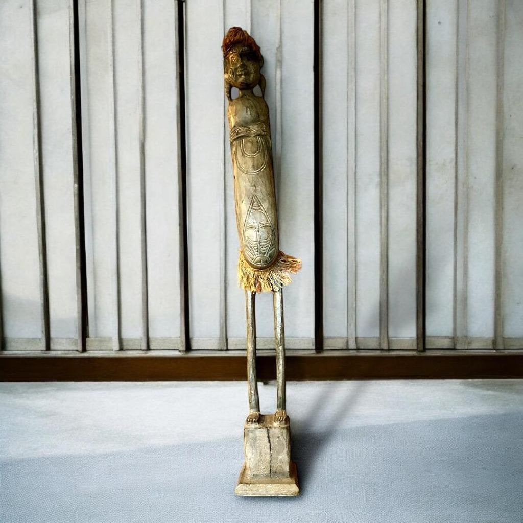 Handgesneden Afrikaanse houten figuur – 101 cm hoog, Antiek en Kunst, Bruin, Afrika, Handgemaakt, 101 cm